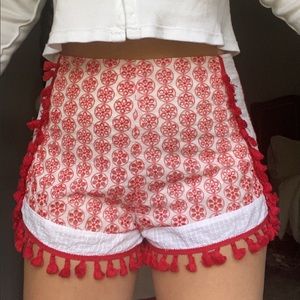 Mink Pink cherry bomb tassel shorts